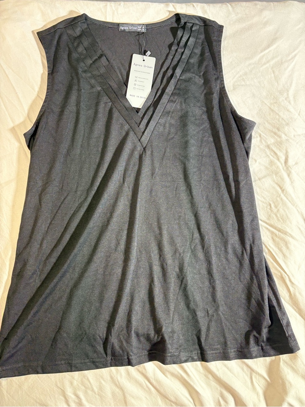 Black V-Neck Sleeveless Tank